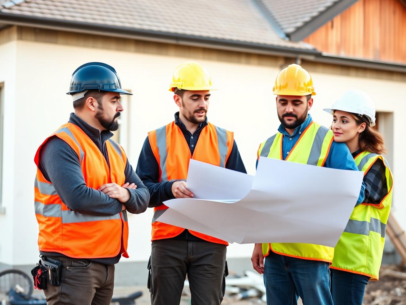 Sunrise Painting & Building Works team reviewing project plans on site
